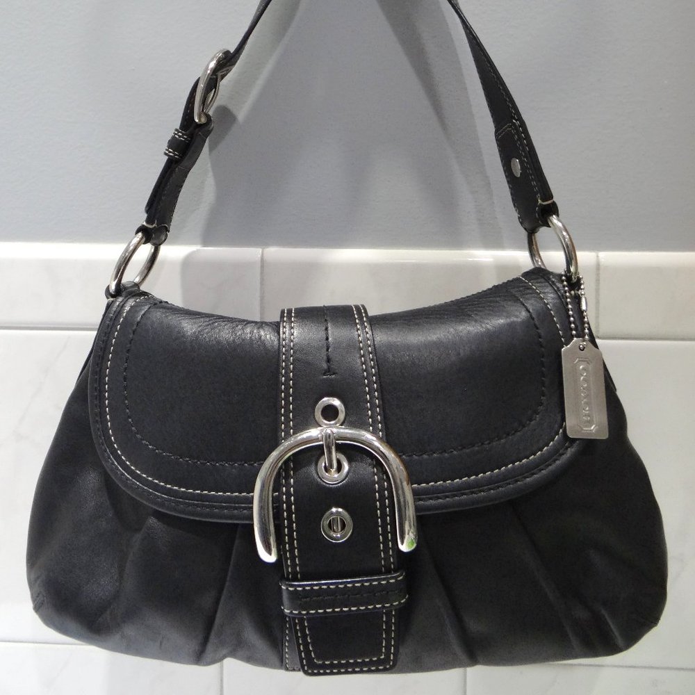 Coach Soho Pleated Flap Hobo in Black F15204